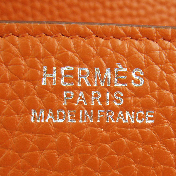 Fake Hermes Togo Leather Messenger Bag Orange 8078